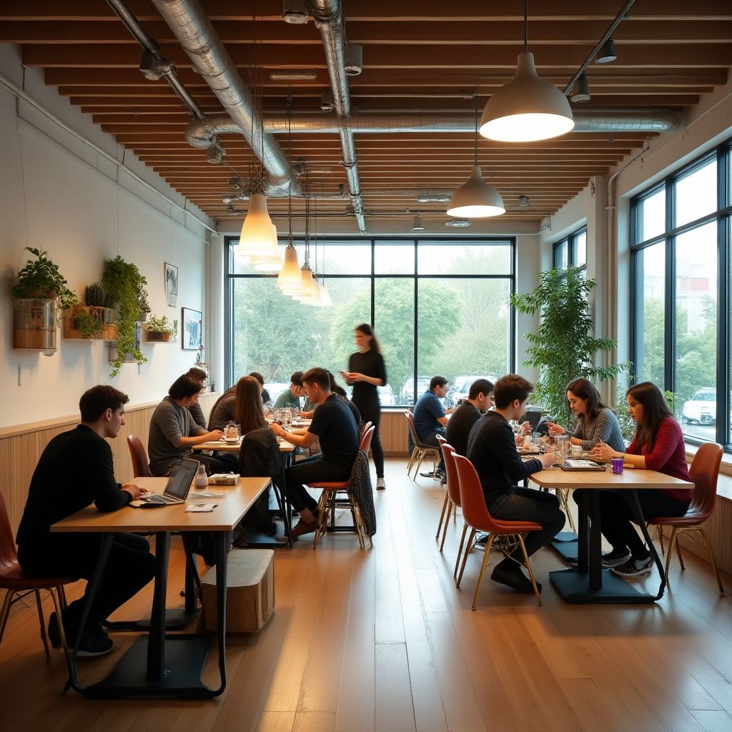 Cafetería y espacio de coworking